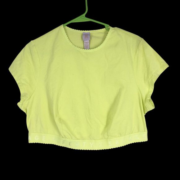 Savage x Fenty Cropped Athletic Top, Neon Green, Rihannas Athletic Wear, Plus 2X - Picture 1 of 9